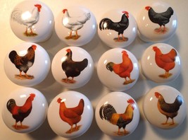 Cabinet Knobs Knob 12 Chickens AND Roosters - £45.53 GBP