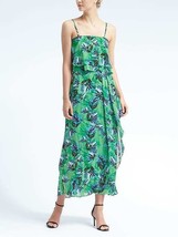 New Banana Republic Floral Green Tiered Flounce Ruffle Lined Women Maxi Dress 0 - £55.94 GBP