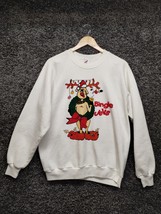 Vintage Bingle Jells Drunk Christmas Sweater Adult XL White Sweatshirt Jerzees - £27.68 GBP