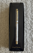 NIB Dwell Studio White Metal Roller Pen with Gray &amp; Black Dots &amp; Gold De... - £7.57 GBP
