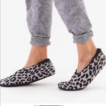 Leopard Print Slippers Sherpa Lined   black &amp; cream with black inner lining - £13.73 GBP