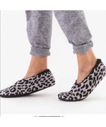 Leopard Print Slippers Sherpa Lined   black &amp; cream with black inner lining - £13.40 GBP