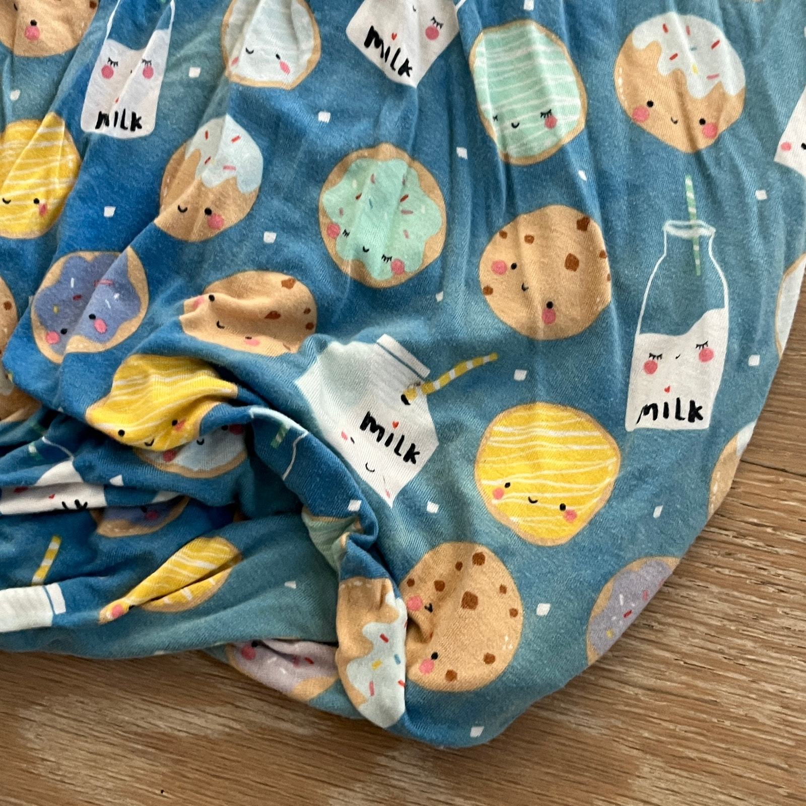 Little Sleepies Bamboo Milk and Cookies Crib Sheet Blue Item image 2