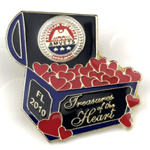AMVETS Chest Of Hearts FL 2010 Treasure Pin Florida Veterans USA - £7.84 GBP