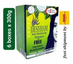 Desyham Hair Darkening Shampoo 6 boxes x 26ml  with Noni &amp; Olive Extract Black - £91.23 GBP