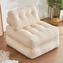 Folding Chair Bed For Bedroom, Futon Sofa Bed, Floor Couch For Adults, White - $155.99