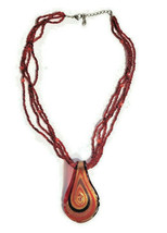 Artesian Collection Necklace Art Glass Pendant Autumn Shades of Orange - £18.15 GBP