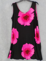 Jostar Slinky Tank Dress 3XL Black W Pink Hibiscus Sleeveless Poly Spandex Knit - £29.89 GBP