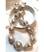 Handmade giant Baroque pearls necklace - purple pink  X'mas gift - $1,900.00