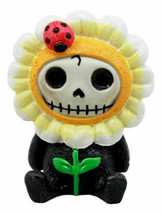 Ebros Eco Green Sunflower Daisy Furrybones Figurine 3&quot; H Hooded Costume Skeleton - £11.76 GBP