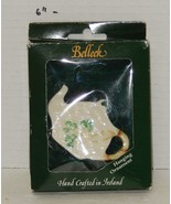 Vintage Belleek Shamrock Teapot Hanging Christmas Ornament with box - $462.74 MXN