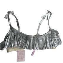 Savage X Fenty Bralette 38DDD Silver Fringe Metallic Adjustable Straps NEW - $22.00