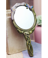 Ebros Calla Lily Dragonfly Bronzed Patina Resin Hand Mirror Vanity Accesory - £20.74 GBP