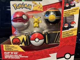 Pokemon Pikachu with Poke Ball &amp; Luxury Ball Clip &#39;N&#39; Go Poke Ball Belt Set - £35.31 GBP