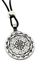 Mandala Necklace 3rd Eye Chakra Lotus Pendant Yantra Buddhist Bead Tie Cord - £7.58 GBP