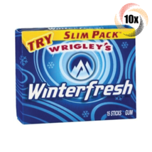 Full Box 10x Packs Wrigleys Winterfresh Slim Pack Gum | 15 Sticks Per Pack - $23.02