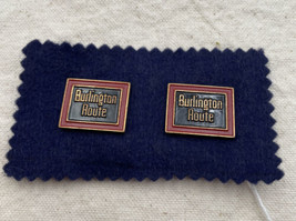 Burlington Route Railroad Hat Lapel Pin Screwback Lot of 2 Enameled Vintage - £18.87 GBP