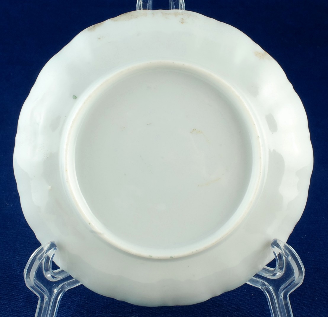 Dresden Plate Antique Hand Painted Demitasse Saucer Turquoise Floral Item image 3