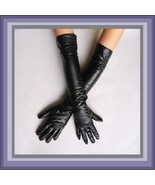 Faux Leather Elbow Length Long Black Evening Dress Gloves - £27.13 GBP