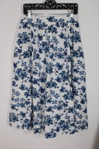 NWOT Japna L White Blue Floral Pull-On Midi Skirt Pockets - $28.49