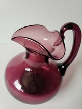Large Blenko Handblown amethyst glass 7 &quot;  Mid-Century juice pitcher 3 w... - $45.72