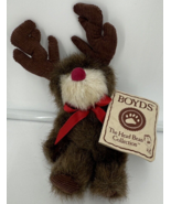 Boyds Bears The Bean Collection ELMER Bear Reindeer Mini Plush - £7.10 GBP