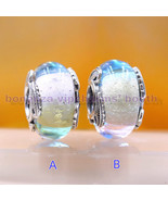 2023 Spring 925 Sterling Silve Multicolour Murano Glass &amp; Curved Feather... - $11.66 CAD+
