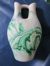 Marbled Swirl GREEN Clay Nemadji Indian Wedding Pottery Vase 10&quot; - £274.58 GBP
