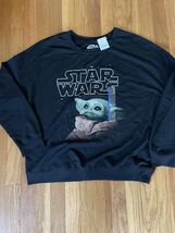 Stars Wars Baby Yoda Mens Long Sleeve Shirt NWT Sz Large Black - $7.47