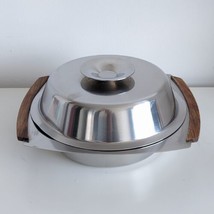 Nord-Steel Stainless Steel Serving Bowl with Lid, Teak Handles, Danish MCM - £16.16 GBP
