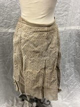 Terry Lewis Classic Luxuries Beige Pleated Suede Leather Mid Length Skirt Vtg... - £27.09 GBP