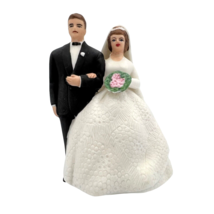 Lefton Ceramic Porcelain Bride &amp; Groom Wedding Cake Topper Figurine 4” Japan Vtg - £14.68 GBP