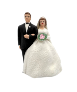 Lefton Ceramic Porcelain Bride &amp; Groom Wedding Cake Topper Figurine 4” J... - £14.69 GBP