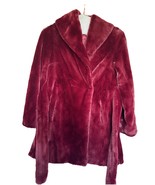 Trina Turk Faux Fur Burgundy Coat Jacket Sz P/TP – Pockets &amp; Collar - $79.00