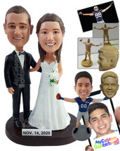 Personalized Bobblehead Elegant posing couple holding each other with Bride hold - £122.75 GBP
