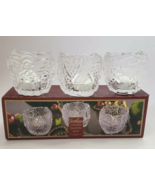 Gorham North Pole Express Angel Santa Clear Glass set of 3 Votive Candle... - $10.00