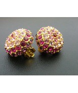 Signed JOAN RIVERS Earrings - Gorgeous Shades of PINK Glass Rhinestones - £30.76 GBP