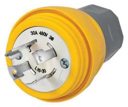 Watertight Locking Plug, Nema L16-30P, 30 A, 480V Ac, 3 Poles, - £103.90 GBP