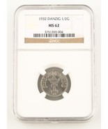 1932 Danzig 1/2 Gulden Nickel Moneta MS-62 NGC Polonia Gratuito Città KM... - $450.98 CAD