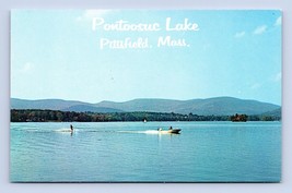 Waterski Boat Pontoosuc Lake Pittsfield Massachusetts MA UNP Chrome Postcard F18 - £3.85 GBP