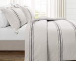 Lush Decor Farmhouse Stripe 3 Piece Duvet Cover Set, Full/Queen, Gray - £82.23 GBP