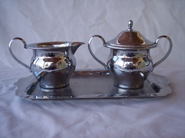 Vintage Farberware Creamer, Sugar with Lid, and Tray - £15.98 GBP