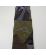 Jacques Feraud Neck Tie Green Purple Plum Abstract Pattern Mens Classic - £19.98 GBP