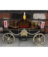 Vintage Metal Car Carriage Music Box Decanter Barware w/Bottle &amp; 6 Shot ... - £101.83 GBP