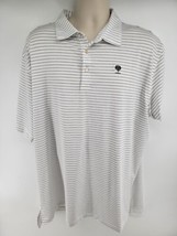 Peter Millar Summer Comfort Golf Polo Shirt Size L White Striped Tree Logo - $36.58