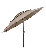 10 ft 3-tier Vented Patio Umbrella with Push Button Tilt-Brown - Color: ... - €131,97 EUR