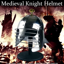 Medieval Knight Helmet with Helmet Liner Display Stand - £47.45 GBP