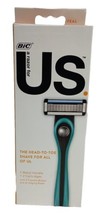 BIC Us. Unisex Razor 1 Handle + 2 Cartridges - Teal color - £10.21 GBP
