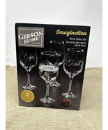 Imagination Series Silver Designs Wine Glass 4 pc Set by Gibson Home, 14 OZ - $40.87 CAD