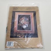 Mixed Floral On Black Something Special Cross Stitch Kit 14" X 18" Black 1991 - $24.74